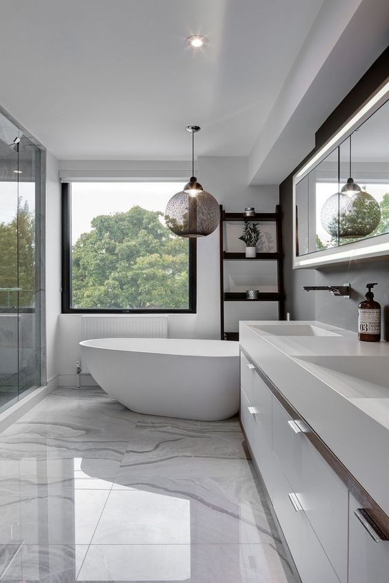 Bathroom Marble Ideas: Elegant All-White Marble