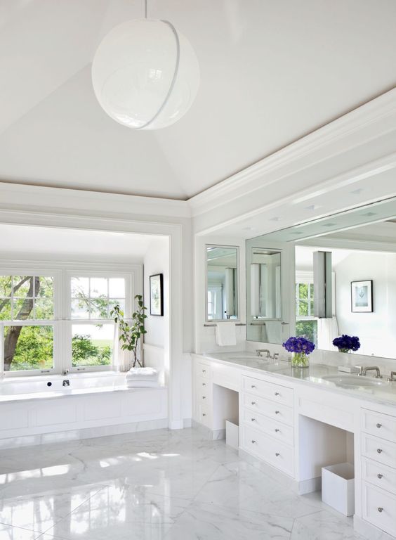 White Bathroom Ideas: Captivating White Marble